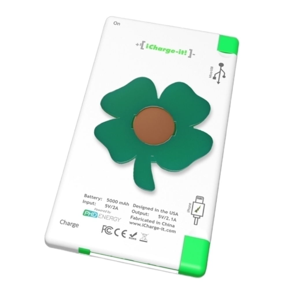 Power Bank With Clover Charm iPhone Android Cell Phone Tablet